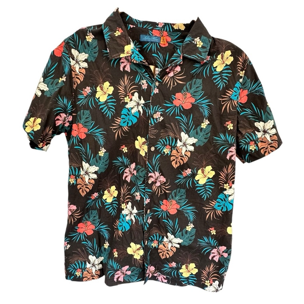 Men’s Gently Loved Island Haze Short Sleeve Button Down Shirt SZ. XL 100% cotton